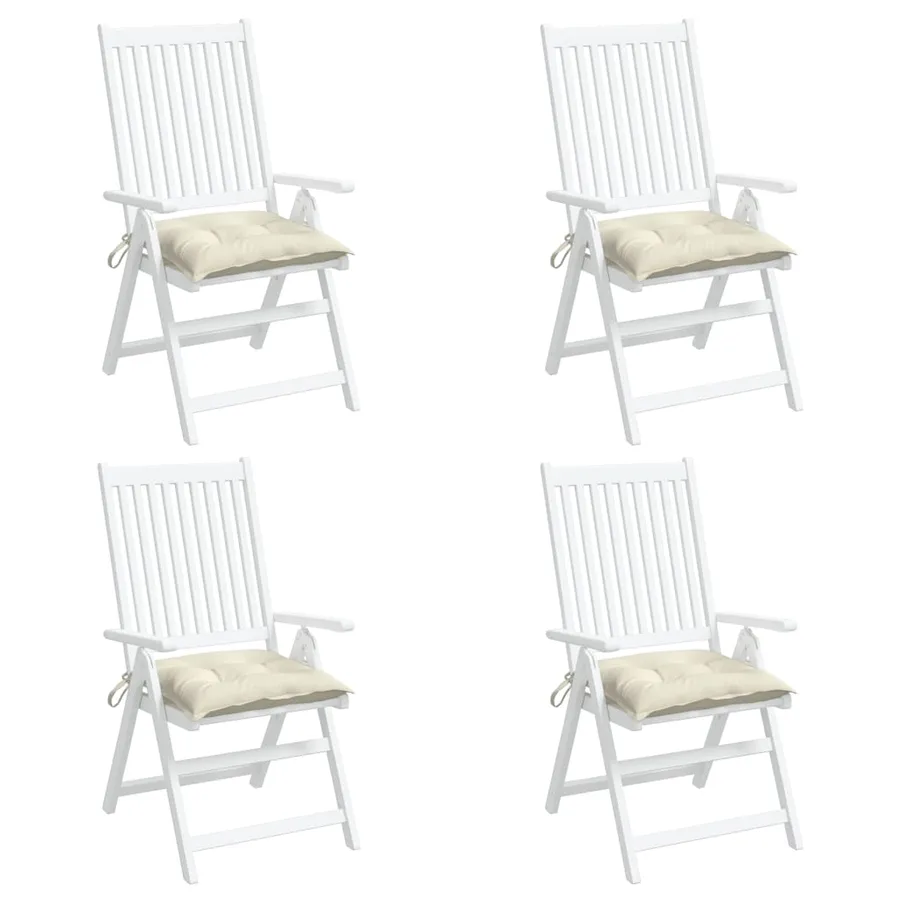 Coussins de chaise lot de 4 blanc crème 50x50x7 cm tissu oxford - 4