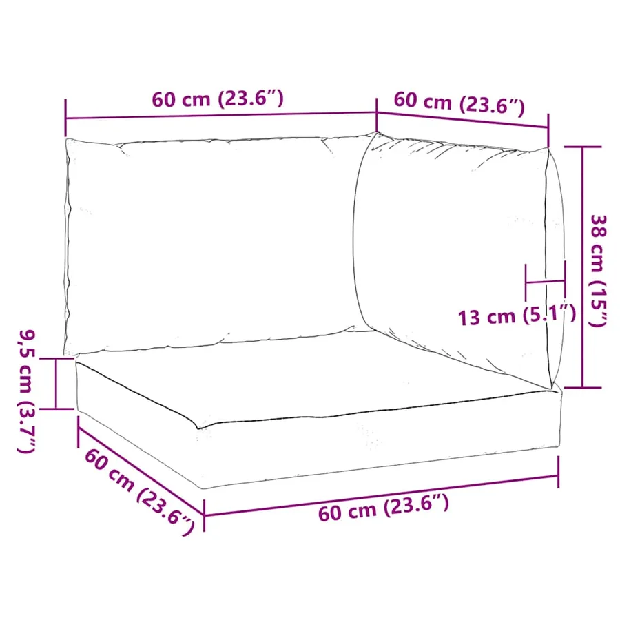 Coussins de palette lot de 3 gris tissu oxford - 10