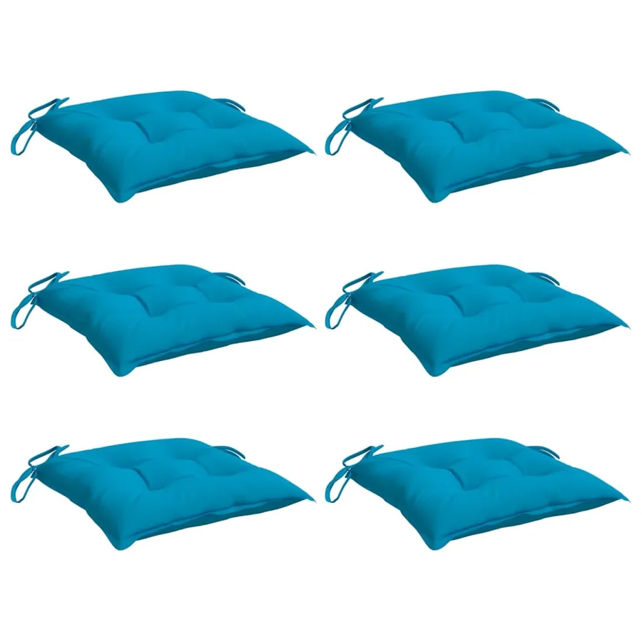 Coussins de chaise lot de 6 bleu clair 40x40x7 cm tissu oxford - 3