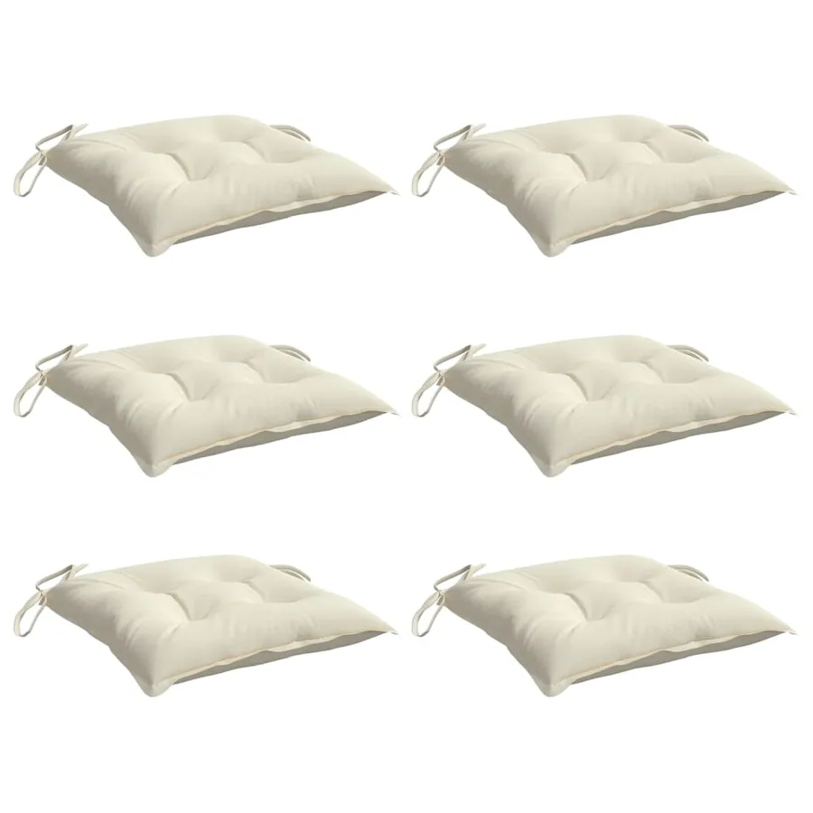 Coussins de chaise lot de 6 blanc crème 40x40x7 cm tissu oxford - 3