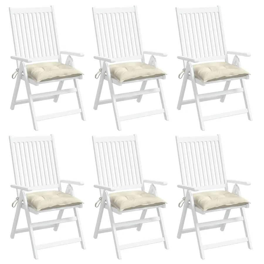 Coussins de chaise lot de 6 blanc crème 40x40x7 cm tissu oxford - 4