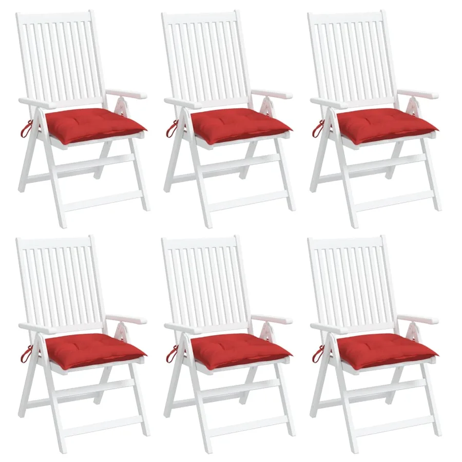 Coussins de chaise lot de 6 rouge 40x40x7 cm tissu oxford - 4