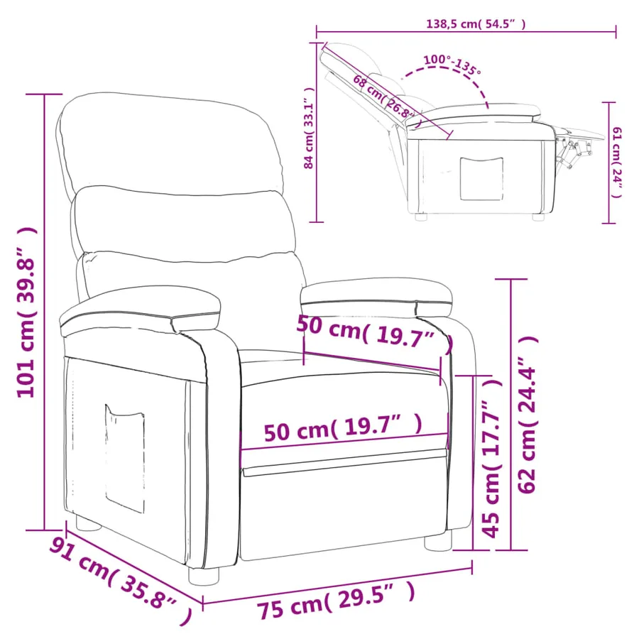 Fauteuil inclinable Crème Similicuir - 9