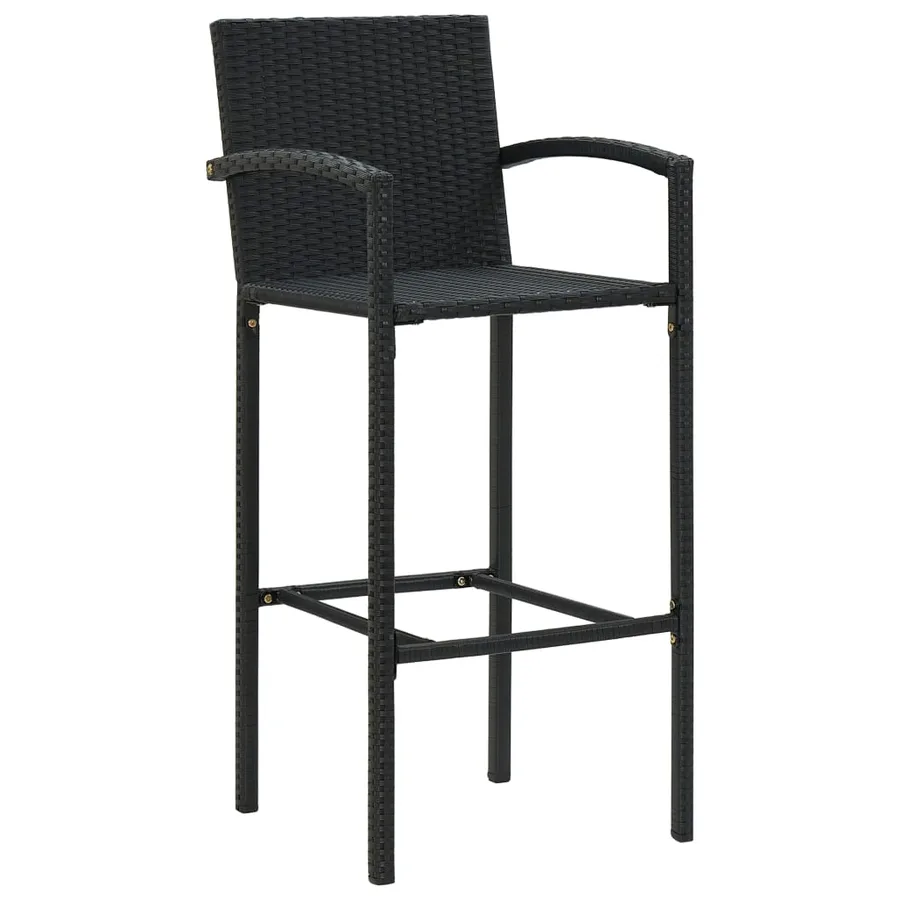 Tabourets de bar lot de 2 noir résine tressée - 2