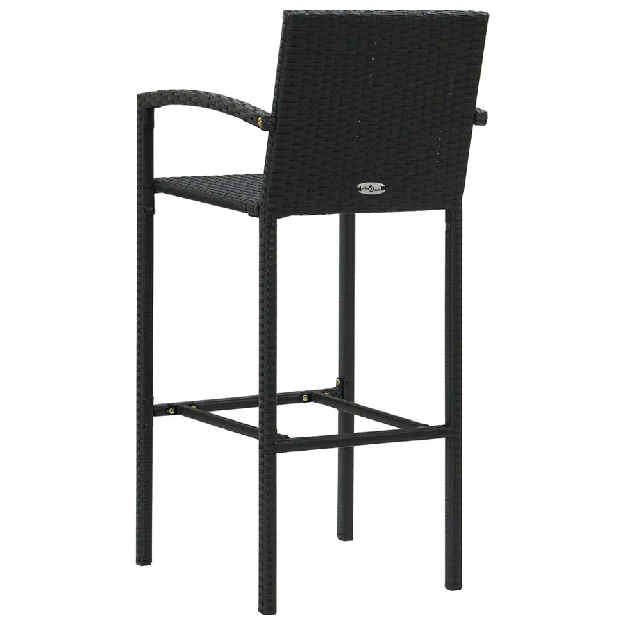 Tabourets de bar lot de 2 noir résine tressée - 5