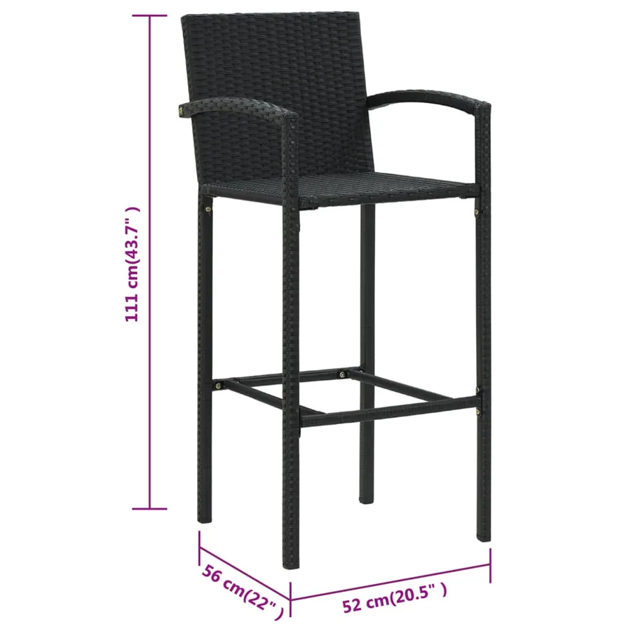 Tabourets de bar lot de 2 noir résine tressée - 8