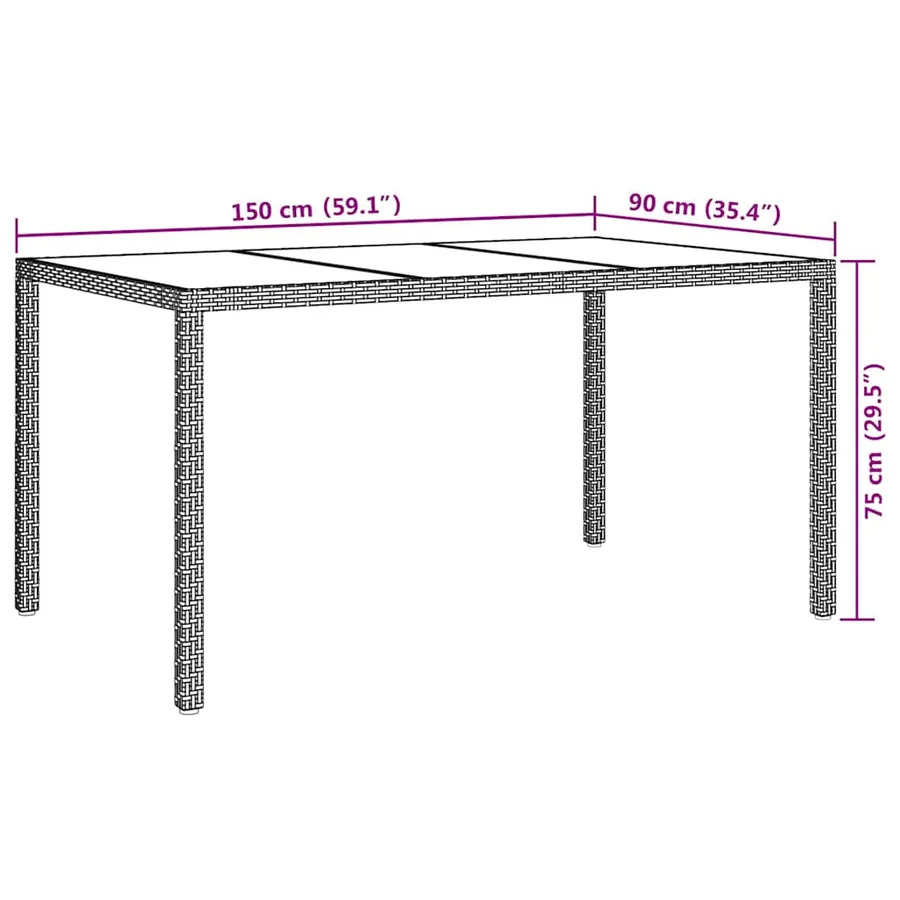 Table de Jardin Gris 150 x 90 x 75 cm polyrotin - 7