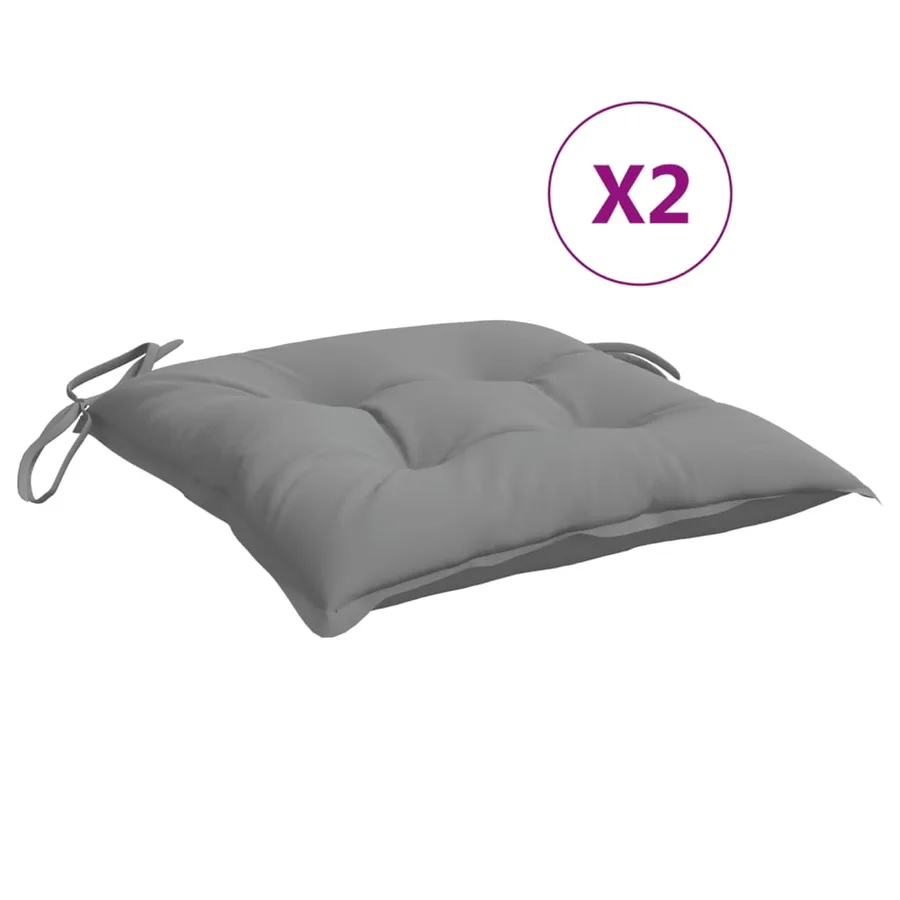 Coussins de chaise lot de 2 gris 40x40x7 cm tissu oxford - 2