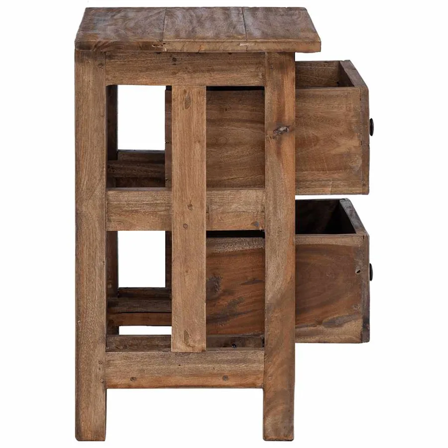 Table de chevet bois massif d'acajou 40x30x51 cm - 8