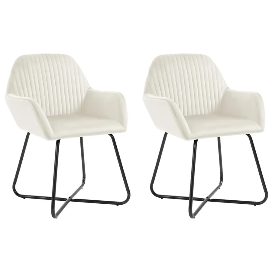 Chaises à manger lot de 2 Crème Velours