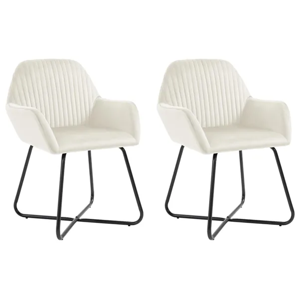 Chaises à manger lot de 2 Crème Velours