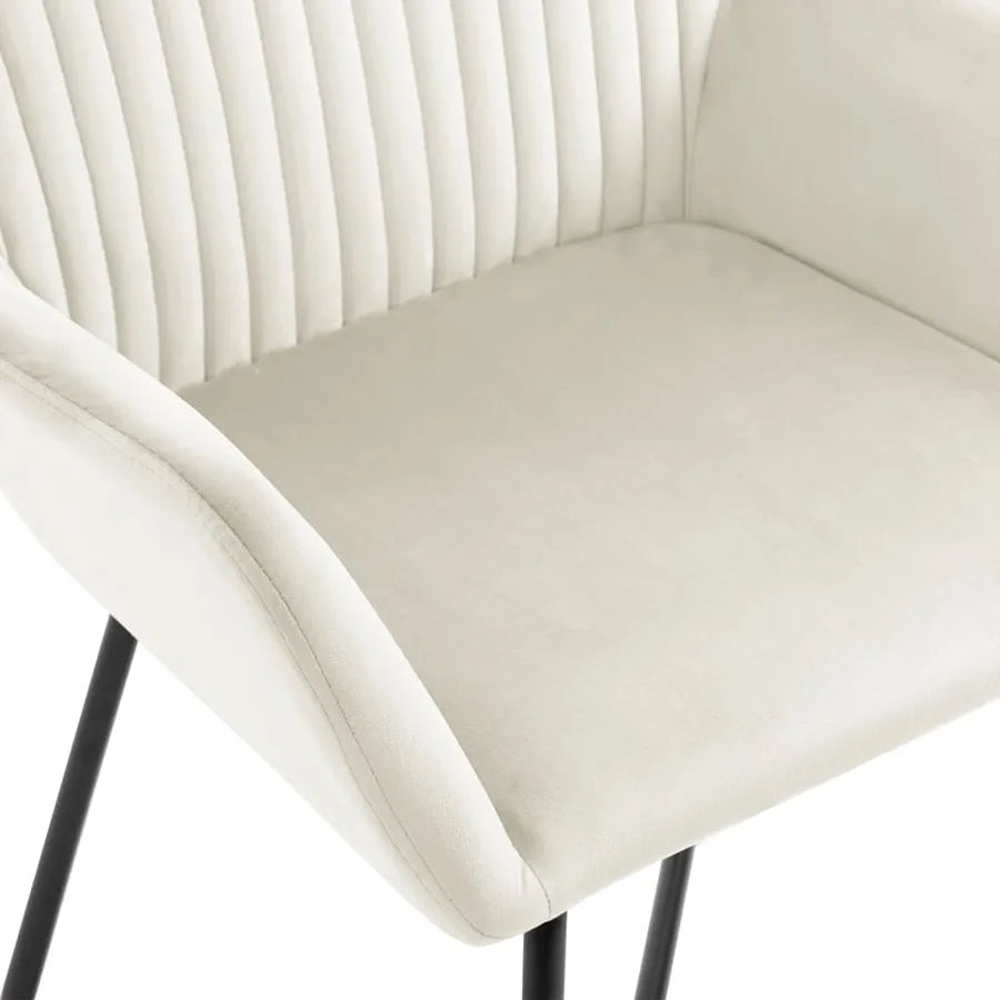Chaises à manger lot de 2 Crème Velours - 6