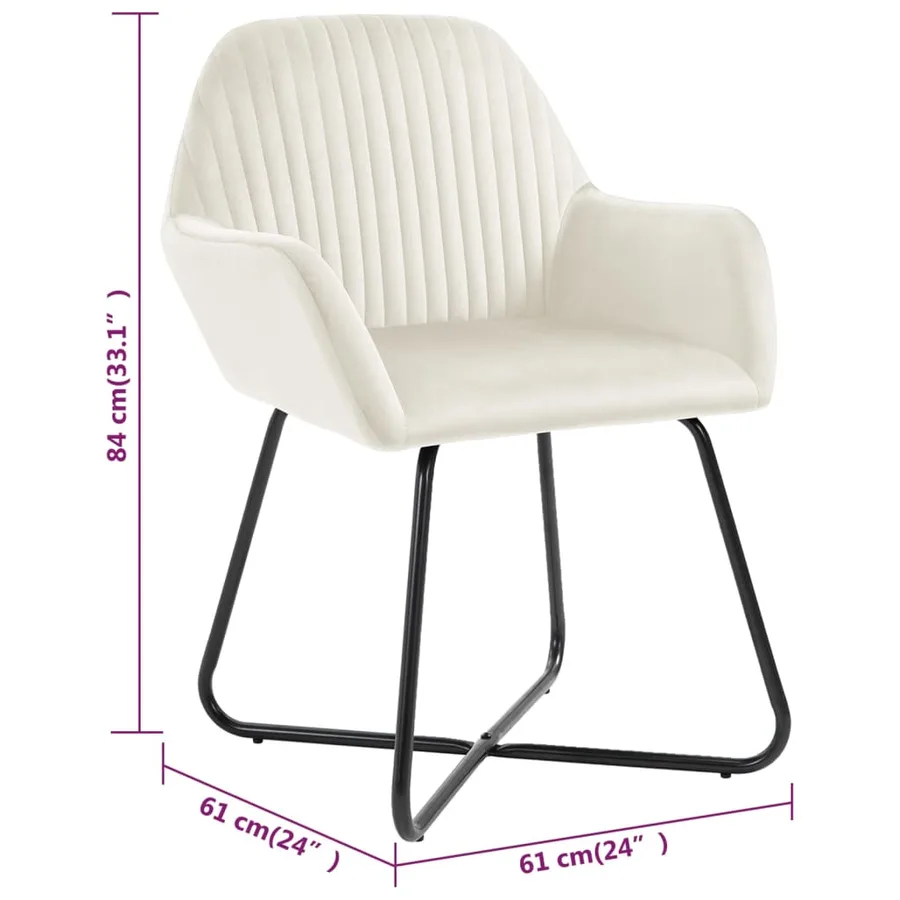 Chaises à manger lot de 2 Crème Velours - 8