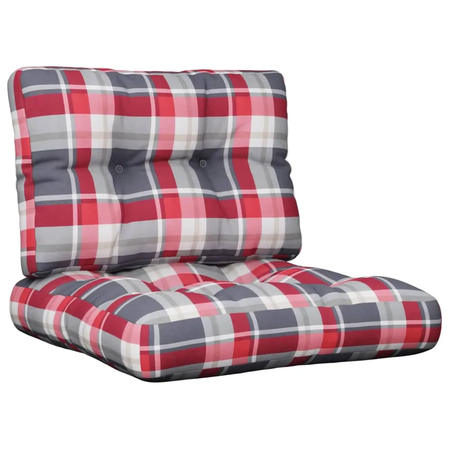 Coussins de palette lot de 2 motif à carreaux rouge tissu - 2