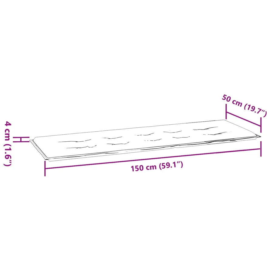 Coussin de banc Tissu Oxford Motif feuille 150 x 50 x 3 cm - 9
