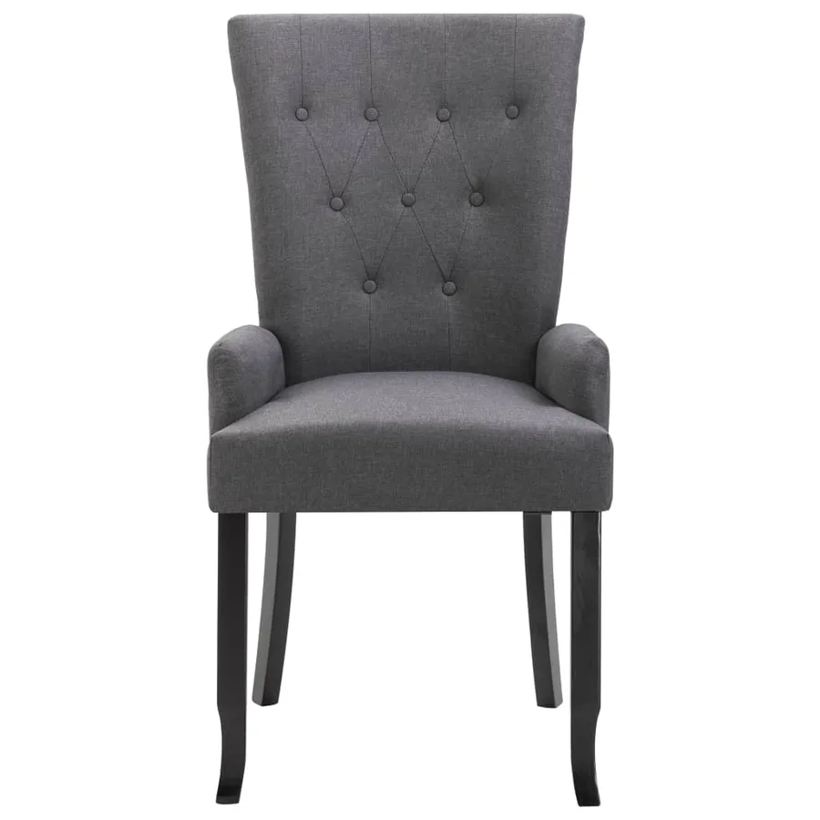 Chaise à manger avec accoudoirs Gris foncé Tissu - 3