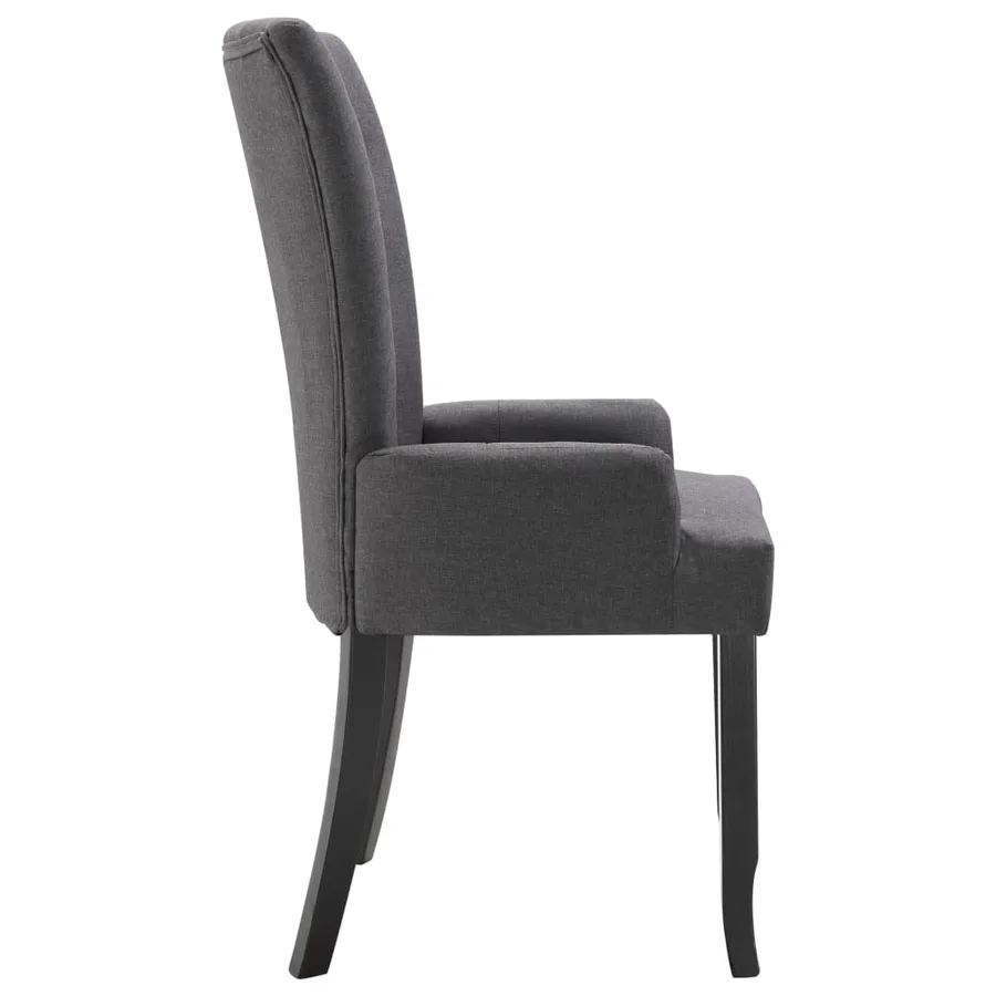 Chaise à manger avec accoudoirs Gris foncé Tissu - 4
