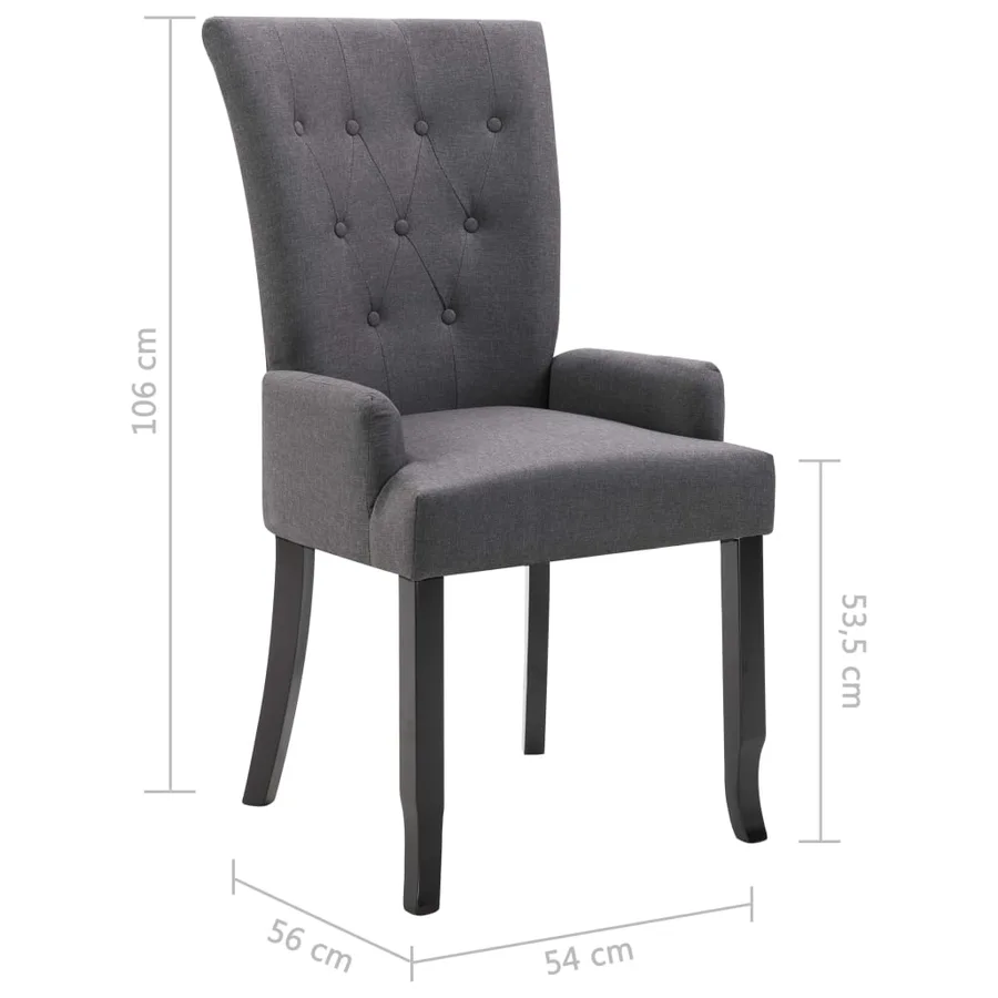 Chaise à manger avec accoudoirs Gris foncé Tissu - 8