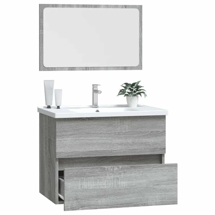 Ensemble de meubles de salle de bain 2 pcs Sonoma gris - 5