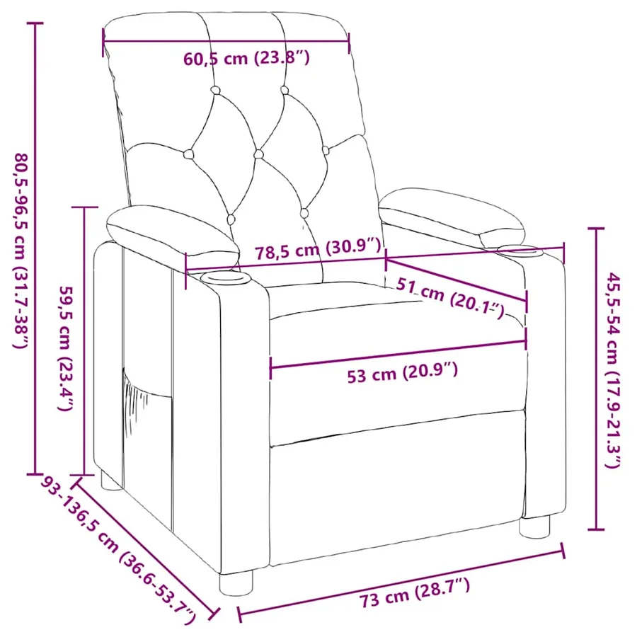 Fauteuil inclinable Rouge bordeaux Tissu - 8