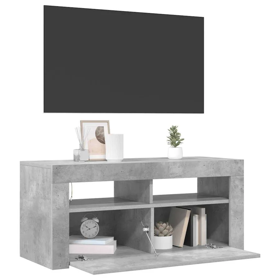 Meuble TV avec lumières LED gris béton 90x35x40 cm - 6