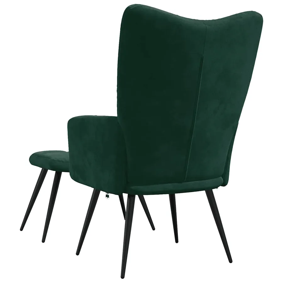 Chaise de relaxation avec tabouret Vert foncé Velours - 5