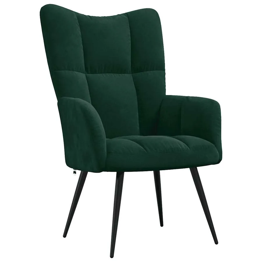 Chaise de relaxation avec tabouret Vert foncé Velours - 6