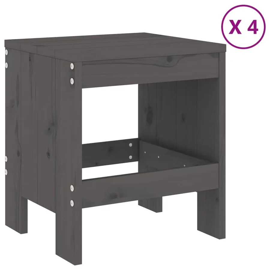 Ensemble à manger de jardin 5pcs gris bois massif de pin - 3