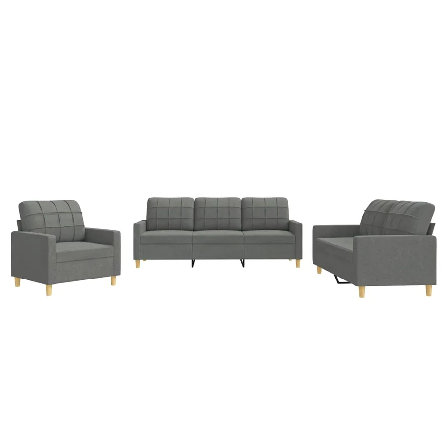Ensemble de canapés 3 pcs avec coussins Gris foncé Tissu - 2