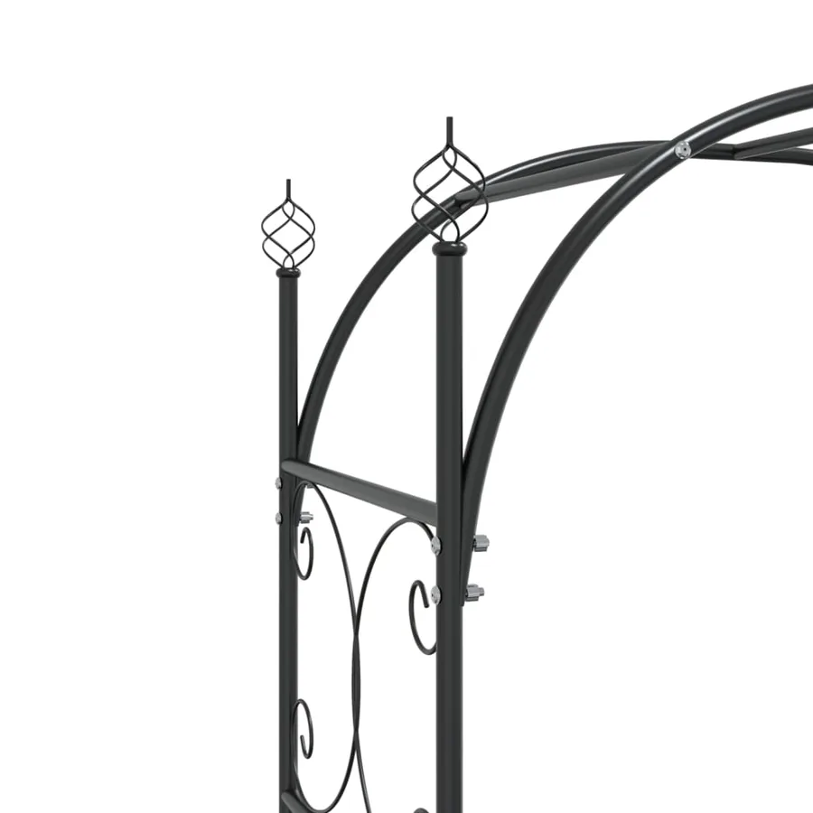Arche de jardin avec portail noir 108x45x235 cm acier - 6