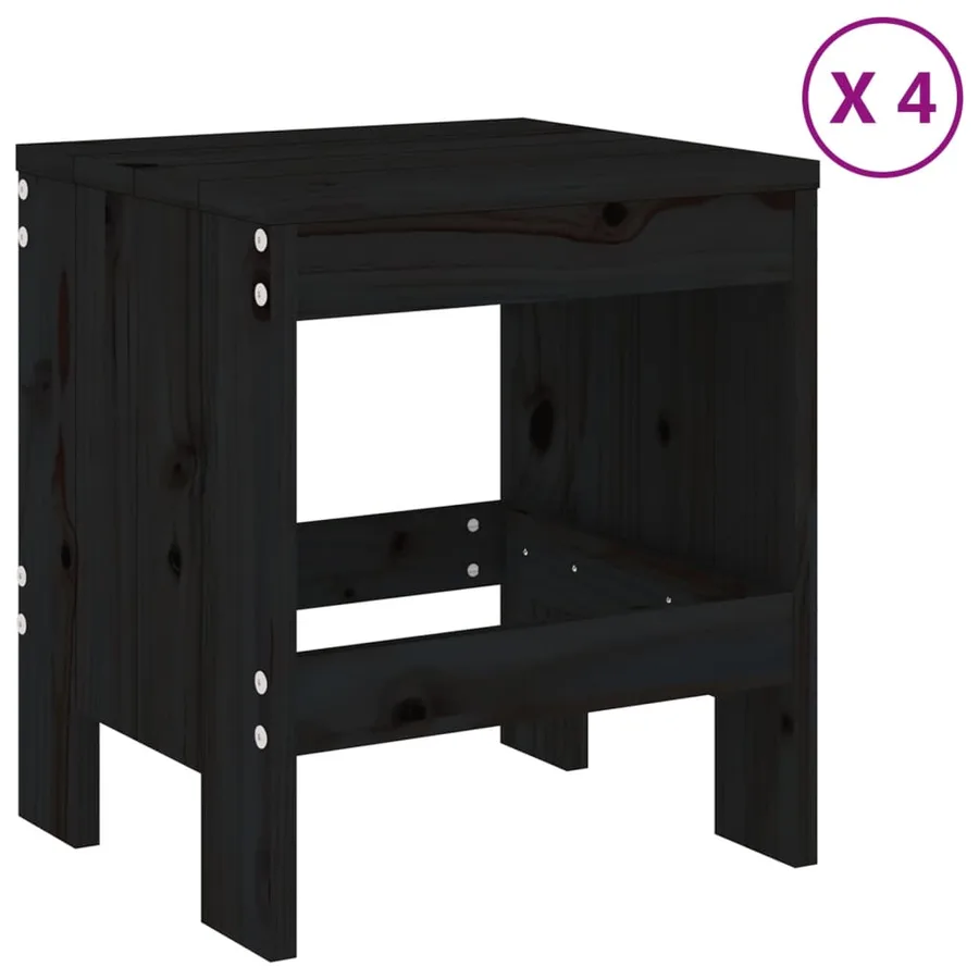 Ensemble à manger de jardin 5pcs noir bois massif de pin - 3