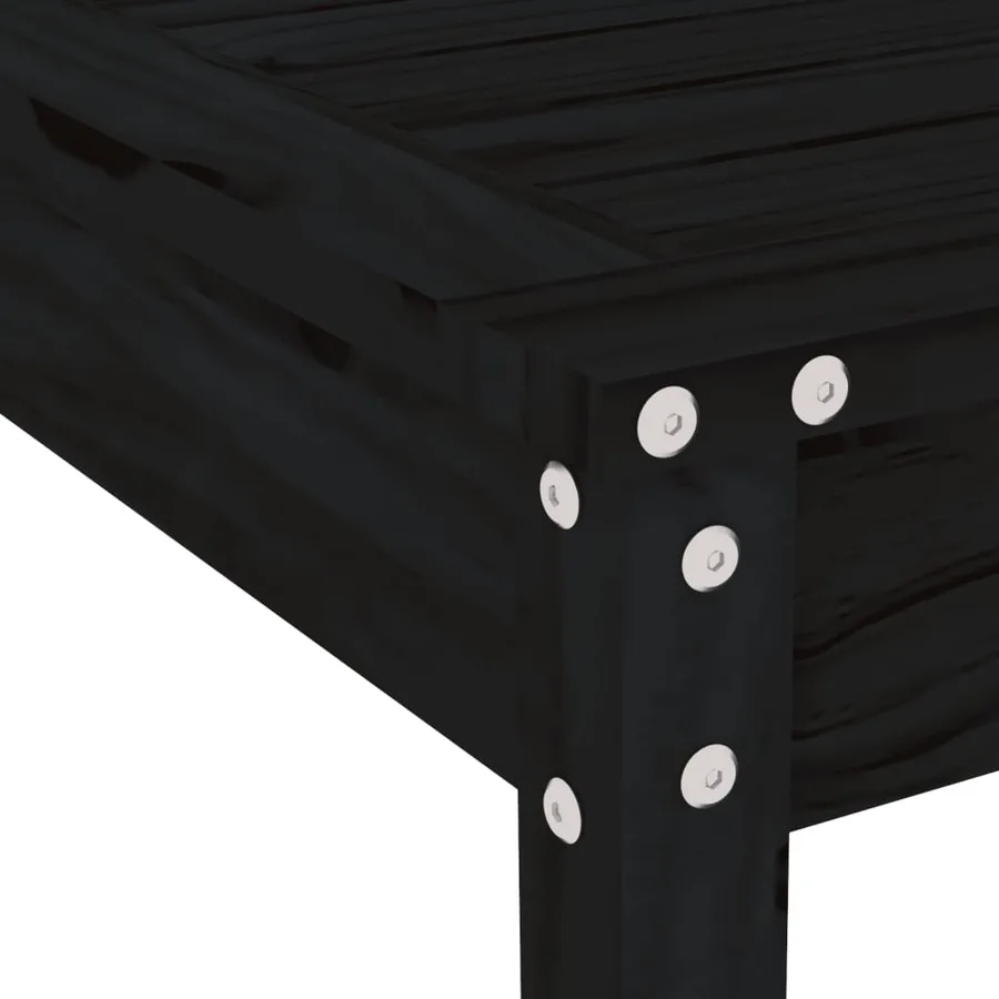 Ensemble à manger de jardin 5pcs noir bois massif de pin - 7
