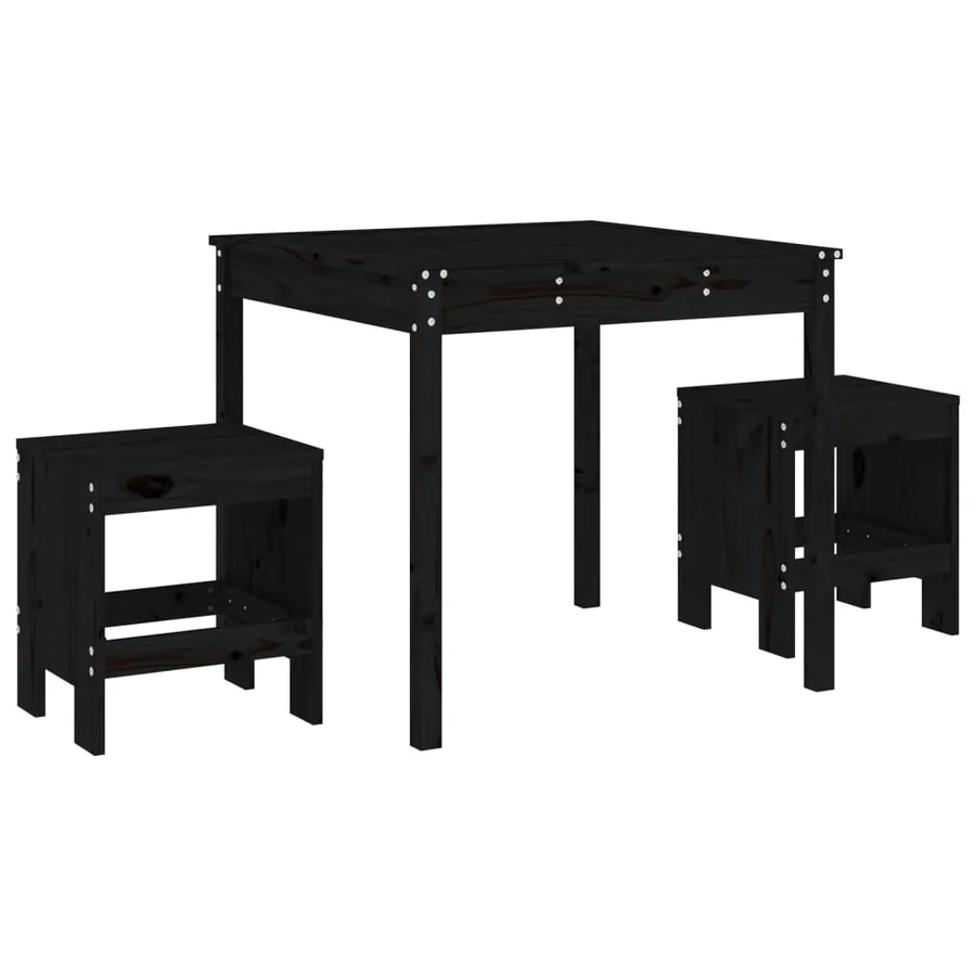 Ensemble de bistrot de jardin 3 pcs noir bois de pin massif - 2