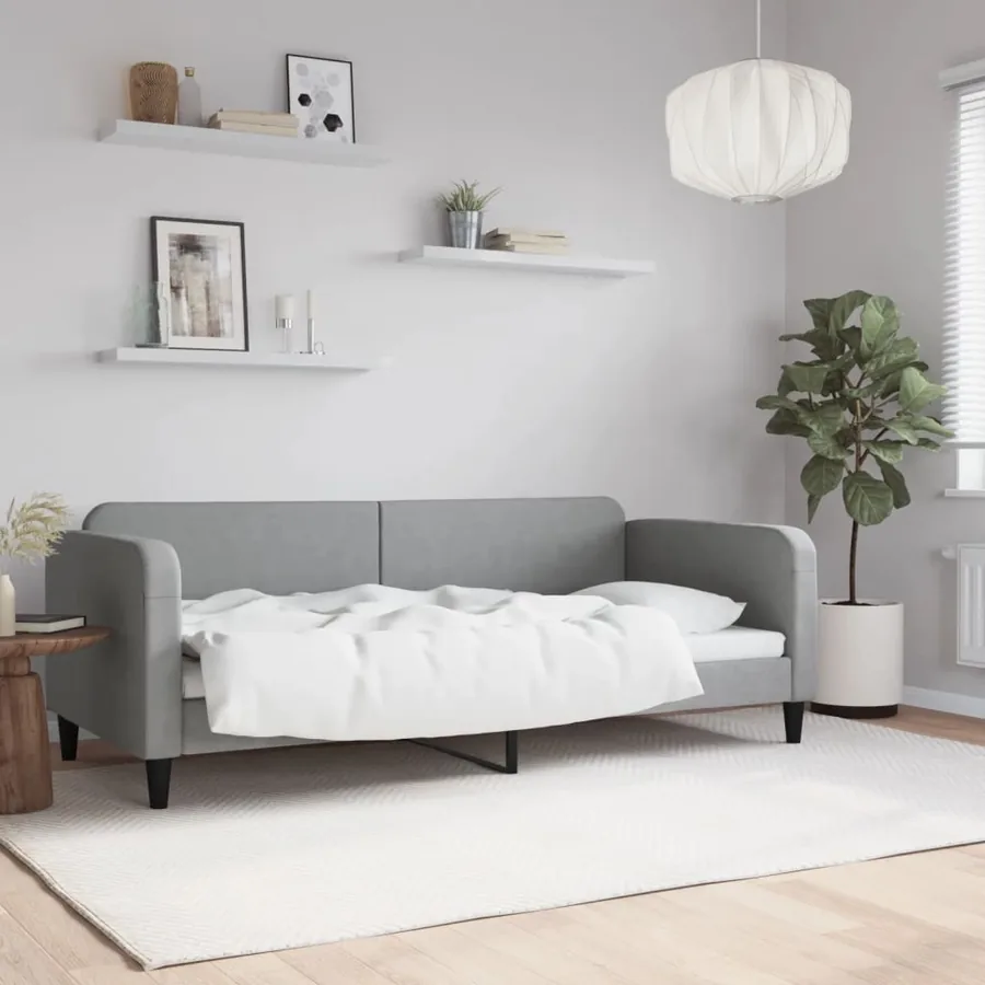 Lit de repos sans matelas gris clair 90x200 cm tissu