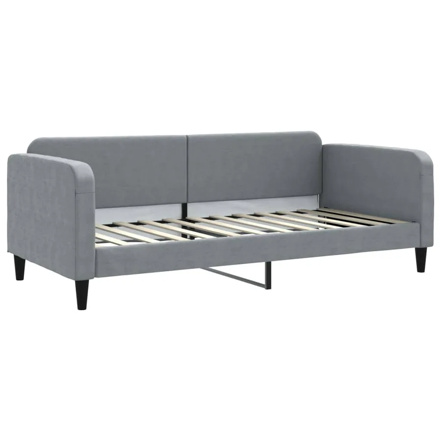 Lit de jour avec matelas gris clair 90x200 cm tissu - 3