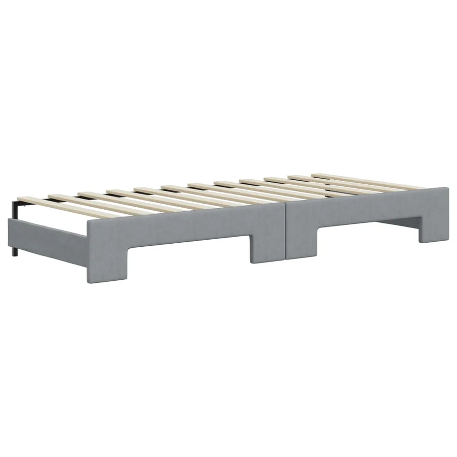 Lit de jour avec gigogne et matelas gris clair 90x200 cm tissu - 5