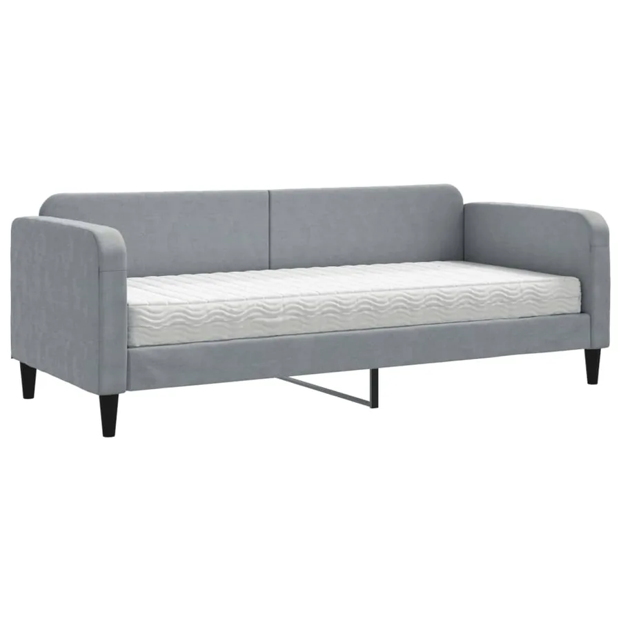 Lit de jour avec matelas gris clair 80x200 cm tissu - 2