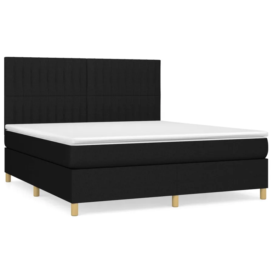 Sommier à lattes de lit avec matelas Noir 160x200 cm Tissu - 2