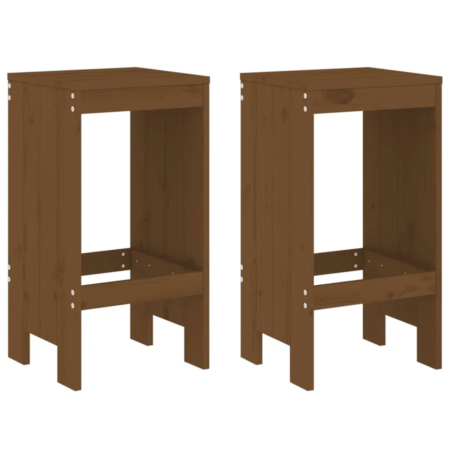 Tabourets lot de 2 marron miel 40x36x75 cm bois massif de pin - 2