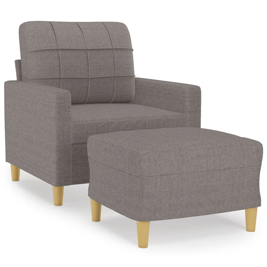 Fauteuil avec repose-pied Taupe 60 cm Tissu - 2