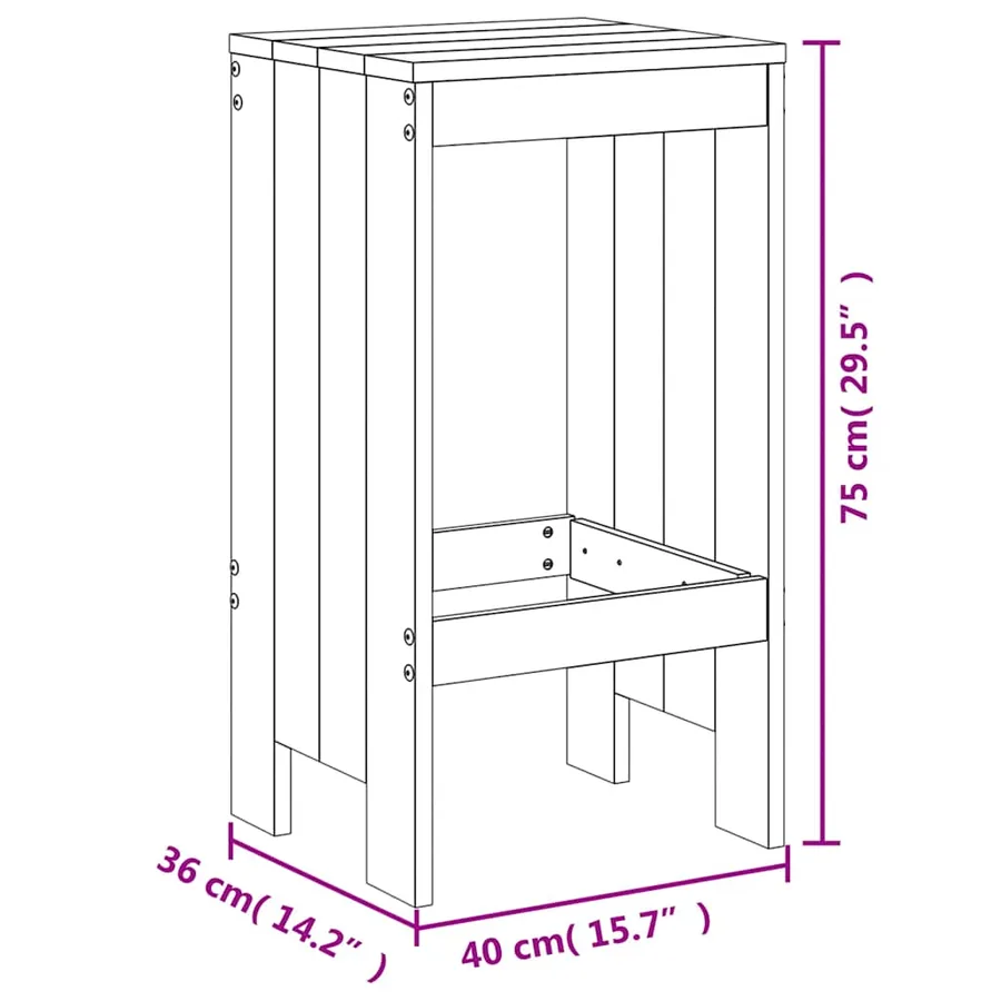 Ensemble de bar de jardin 9 pcs blanc bois de pin massif - 10