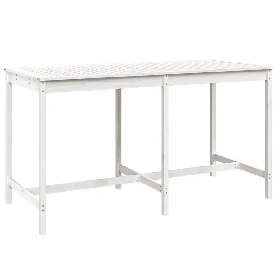 Ensemble de bar de jardin 9 pcs blanc bois de pin massif - 6