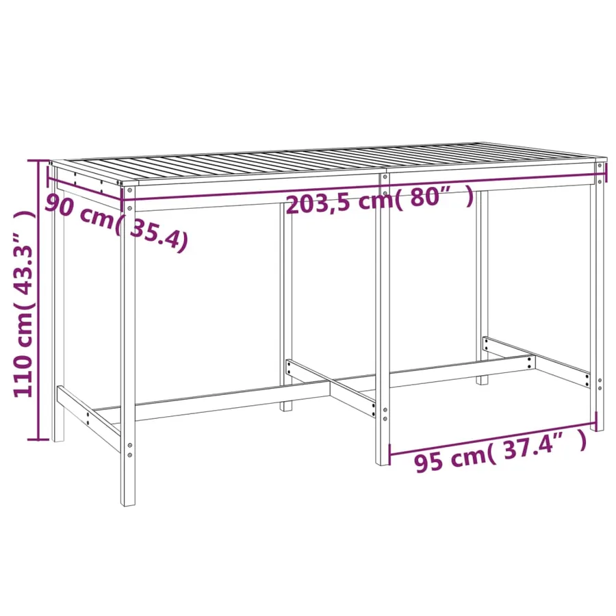 Ensemble de bar de jardin 9 pcs blanc bois de pin massif - 9