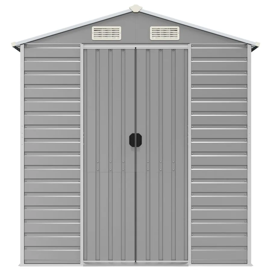 Abri de jardin gris clair 191 x 385 x 198 cm en acier galvanisé - 4