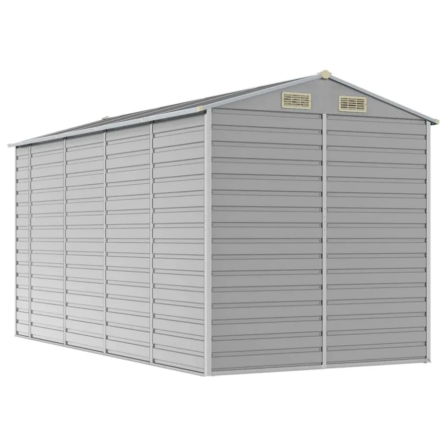 Abri de jardin gris clair 191 x 385 x 198 cm en acier galvanisé - 7