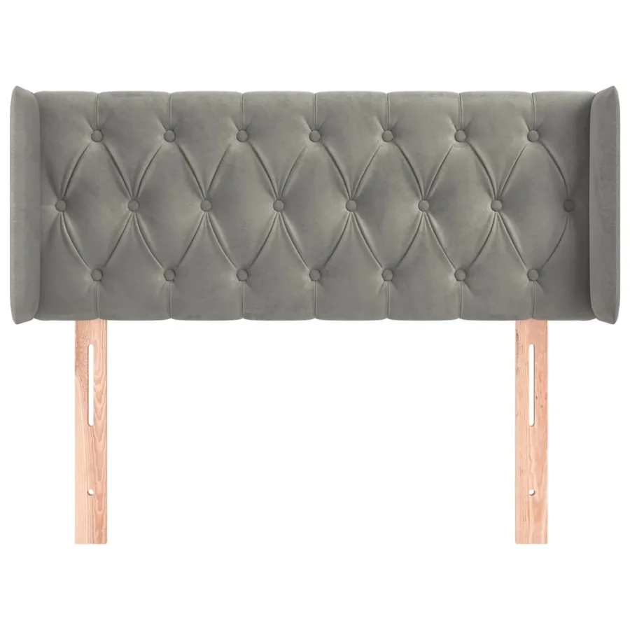 Tête de lit avec oreilles Gris clair 103x16x78/88 cm Velours - 3