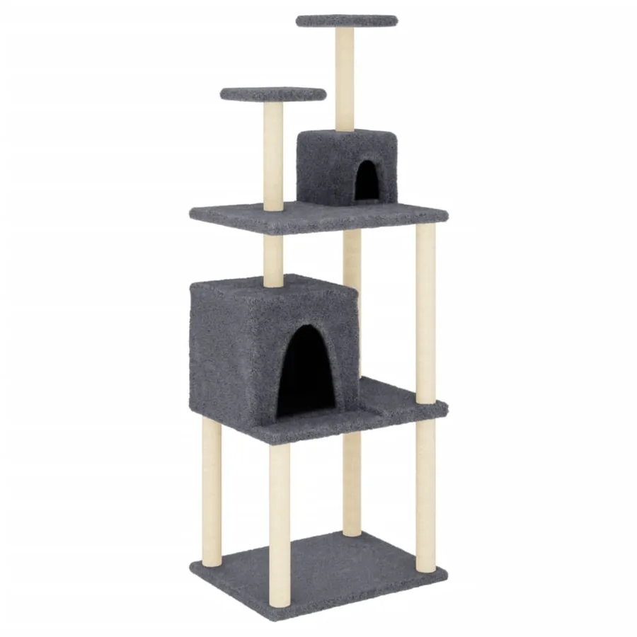 Arbre à chat avec griffoirs en sisal Gris foncé 167 cm - 2