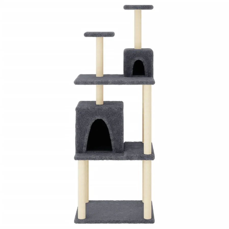 Arbre à chat avec griffoirs en sisal Gris foncé 167 cm - 3