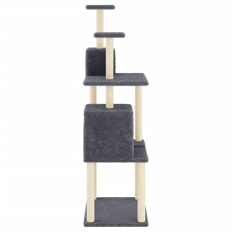 Arbre à chat avec griffoirs en sisal Gris foncé 167 cm - 4