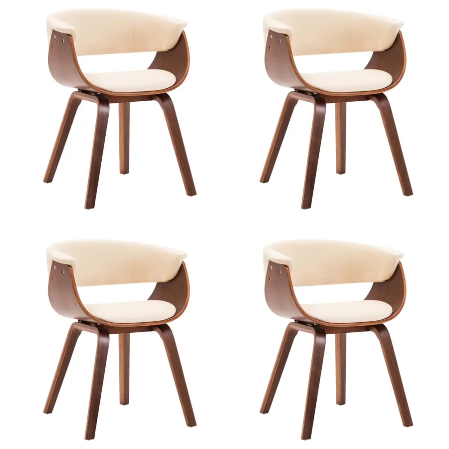 Chaises à manger lot de 4 crème bois courbé et similicuir - 2